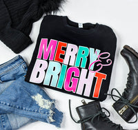 Merry & Bright Black Crew Neck Sweatshirt