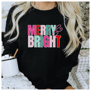 Merry & Bright Black Crew Neck Sweatshirt