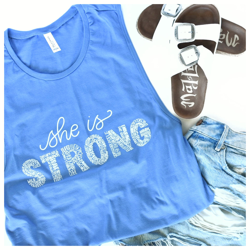 She is Strong Lavender Muscle Tank